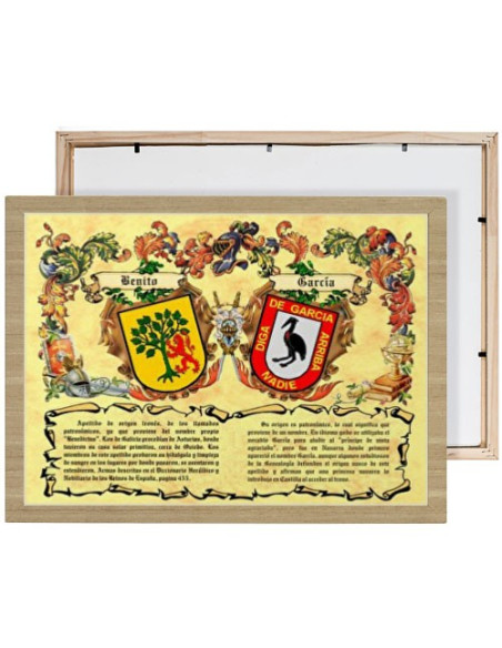 Scatola scudi araldici 2 cognomi (30x40 cm.)