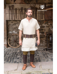 Tunica medievale Aegir crema a maniche corte