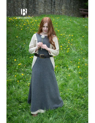 Tunika medievale donna Albrun in lana grigia