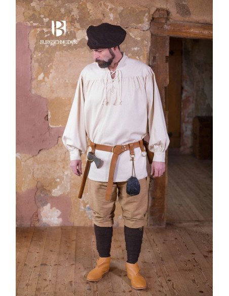 Camicia medievale con cravatte Störtebecker, crema