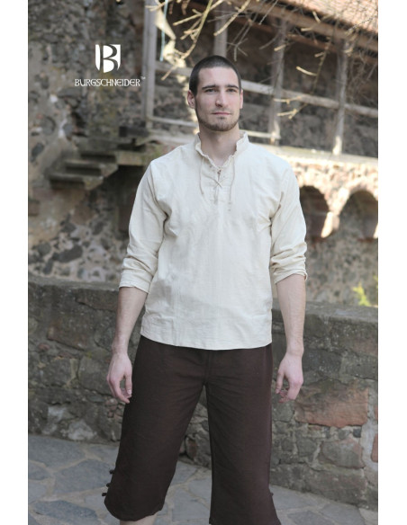 Camicia medievale con lacci Tristan, crema