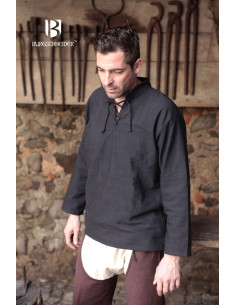 Camicia medievale con lacci Tristan, nera