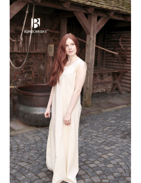 Tunica senza maniche medievale Aveline, crema