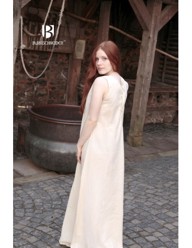 Tunica senza maniche medievale Aveline, crema