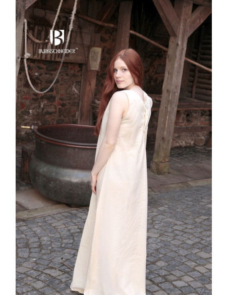 Tunica senza maniche medievale Aveline, crema