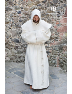 Abito del monaco medievale Benediktus, bianco
