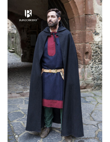 Hibernus mantello di lana medievale, nero