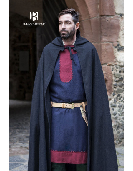 Hibernus mantello di lana medievale, nero