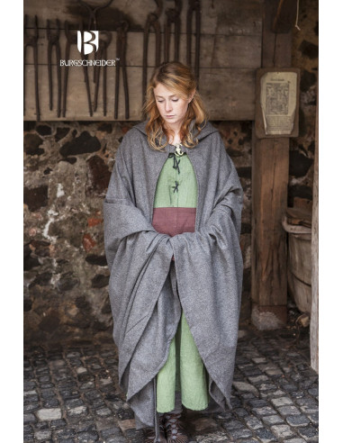 Hibernus mantello di lana medievale, grigio