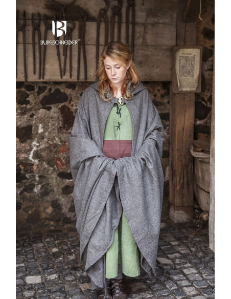 Hibernus mantello di lana medievale, grigio