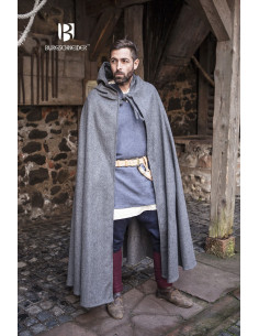 Hibernus mantello di lana medievale, grigio