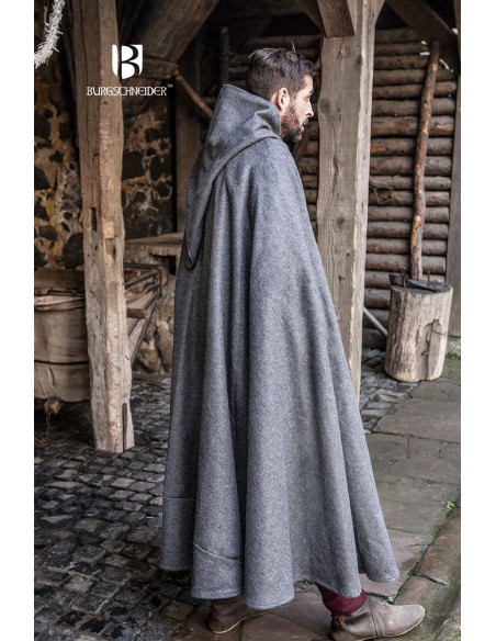 Hibernus mantello di lana medievale, grigio