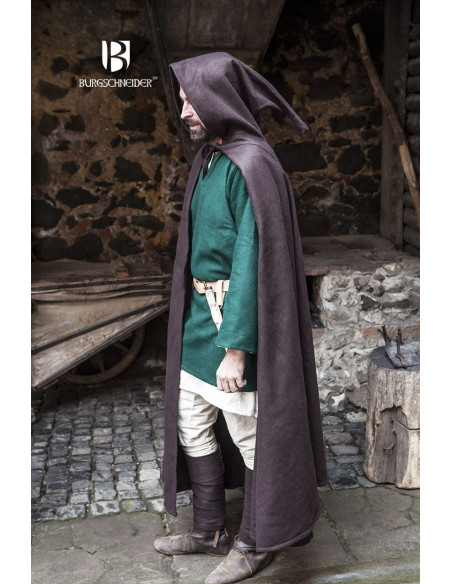 Hibernus mantello di lana medievale, marrone