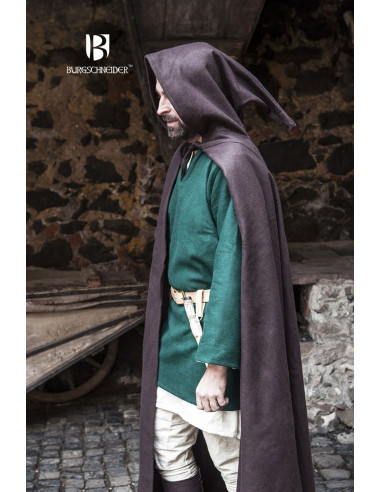 Hibernus mantello di lana medievale, marrone