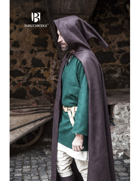 Hibernus mantello di lana medievale, marrone