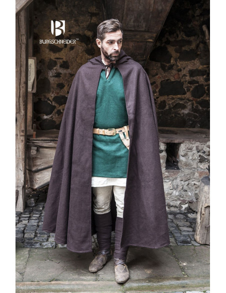 Hibernus mantello di lana medievale, marrone