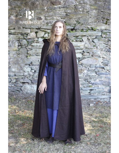 Hibernus mantello di lana medievale, marrone