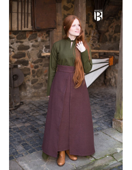 Gonna medievale Mera, cotone marrone