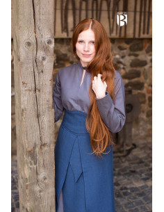 Gonna medievale Tharya, cotone blu 2