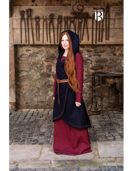 Brial medievale Myrana, lana blu