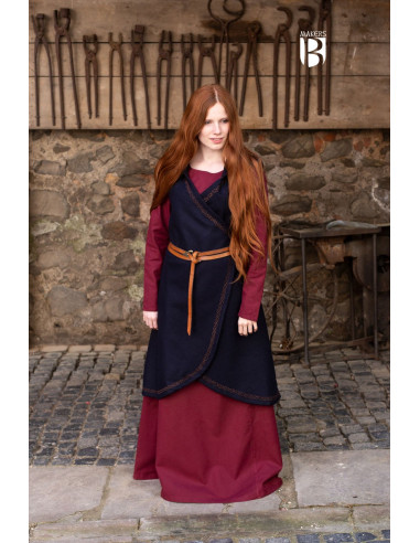 Brial medievale Myrana, lana blu