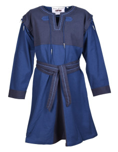 Tunica medievale Blu-Blu scuro con maniche staccabili