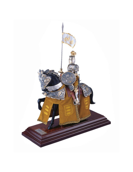 Elmo inglese con armatura a cavallo