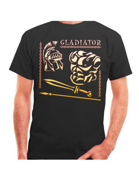 T-shirt nera Gladiatore e Romano, manica corta