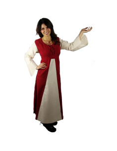 Abito medievale in cotone rosso crema