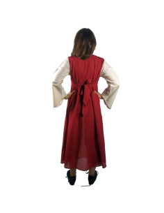 Abito medievale in cotone rosso crema 2
