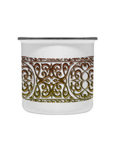 Bordo medievale della tazza d'ottone dell'annata