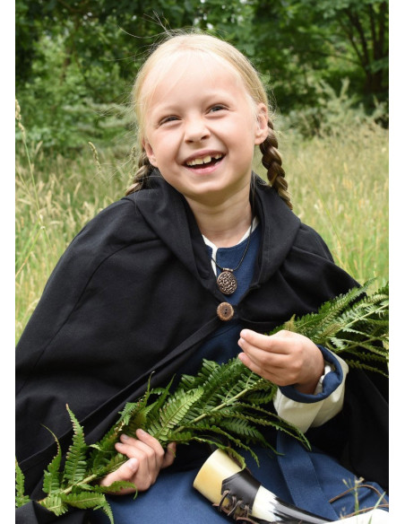 Mantello medievale per bambini, nero