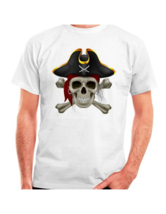 T-shirt pirata bianca, manica corta