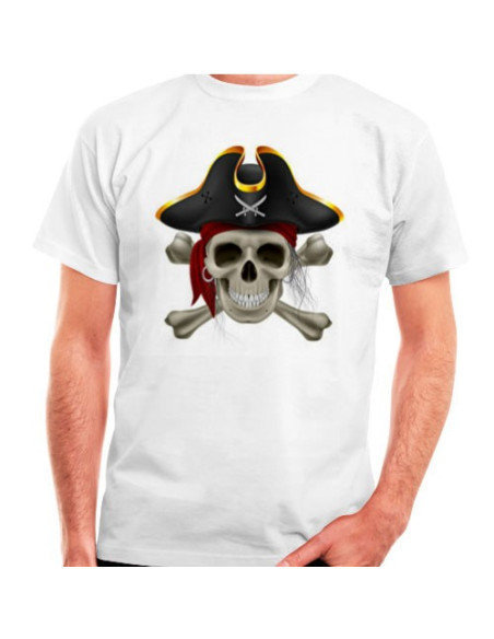 T-shirt pirata bianca, manica corta T-shirt pirata bianca, manica corta