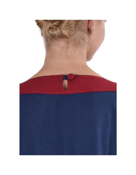 Abito medievale Gudrun, blu-rosso