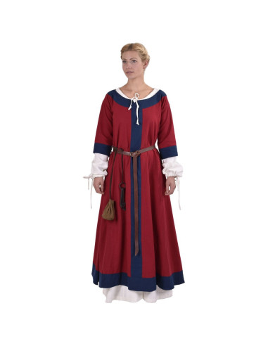 Abito medievale Gudrun, rosso-blu