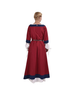 Abito medievale Gudrun, rosso-blu 2