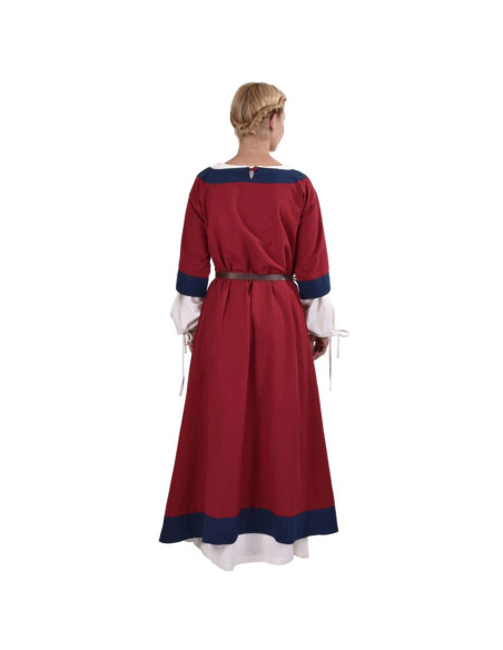 Abito medievale Gudrun, rosso-blu