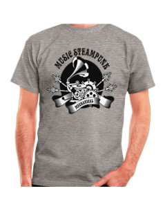 T-shirt SteamPunk grigia, manica corta