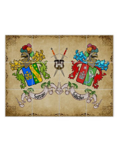 Mosaico Scudi Araldici 2 Cognomi (con sfondo)