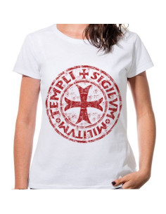 T-shirt donna bianca Croce Templari, manica corta