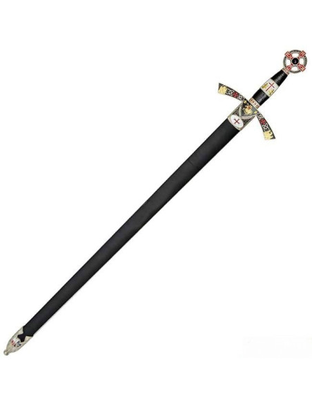Spada templare in argento decorato, con fodero