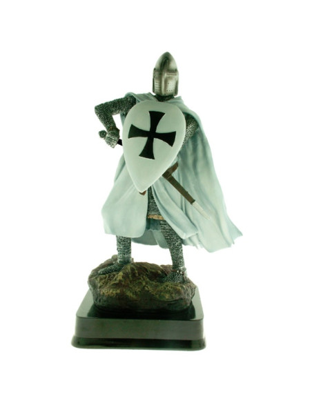 Cavaliere guerriero teutonico in miniatura con scudo, 23 cm.