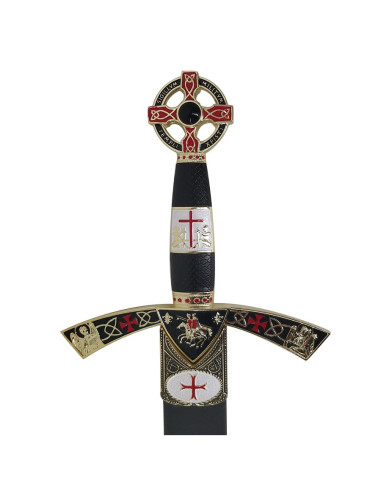Spada templare decorata in oro, con fodero