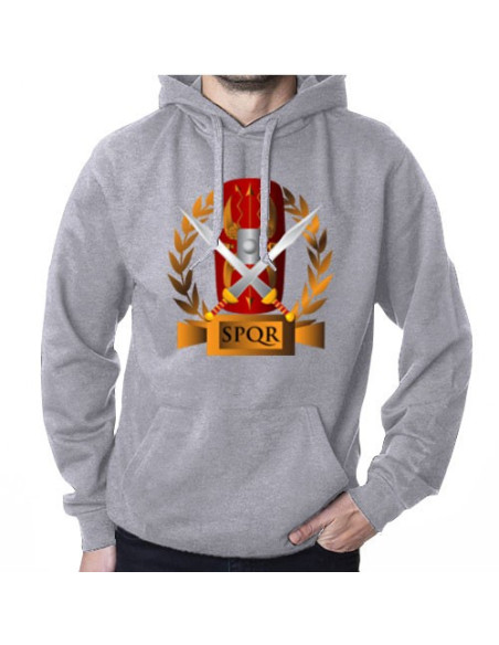 Felpa Grey Roman Legions, SPQR, con cappuccio