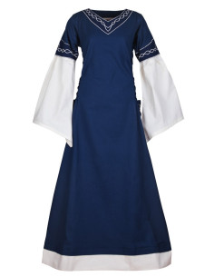 Abito medievale Alvina, blu-bianco