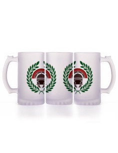 Boccale di birra centurione romano, vetro traslucido