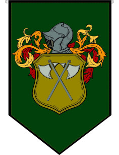 Stendardo medievale Elmo scudo araldico con lance