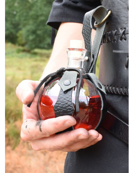 Bomba in vetro con stemma in cuoio