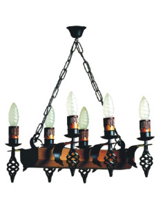 Baule di lampada medievale in ferro battuto con braccia